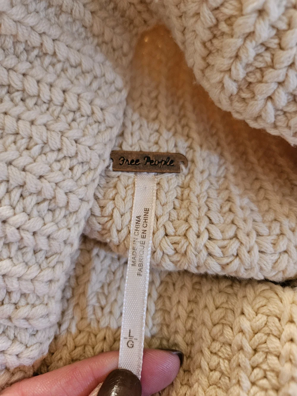 Free People Overaized Cream Ribbed Mock Neck Sweater